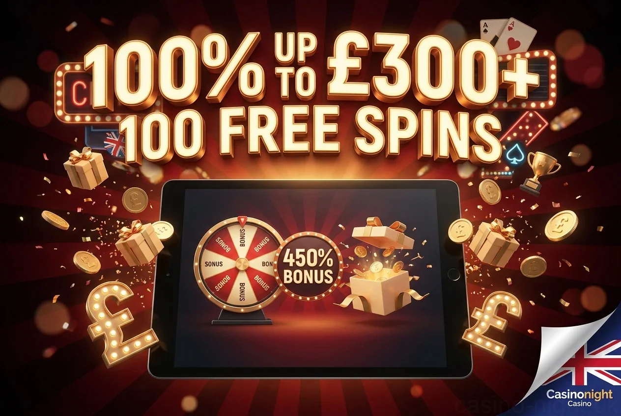 100% UP TO £300+ 100 FREE SPINS